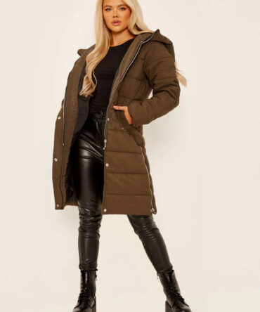 Long Sleeves Longline Padded Hooded Coat