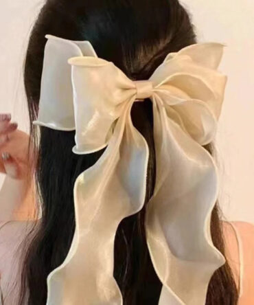 White Sweet Bow Knot Long Tails Large Hair Clip