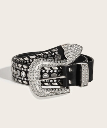 Fashion Punk Rivet Rhinestone Wide Belt