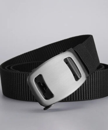 Casual Simple Solid Color Automatic Buckle Woven Canvas Belt