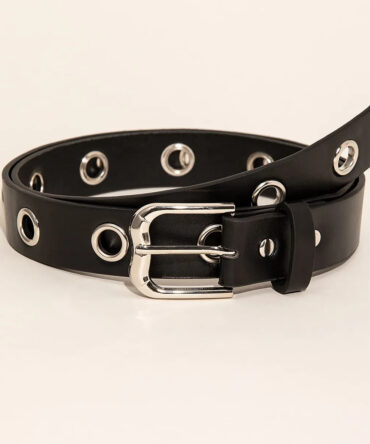 Fashion Simple Black Circular Hole Belt